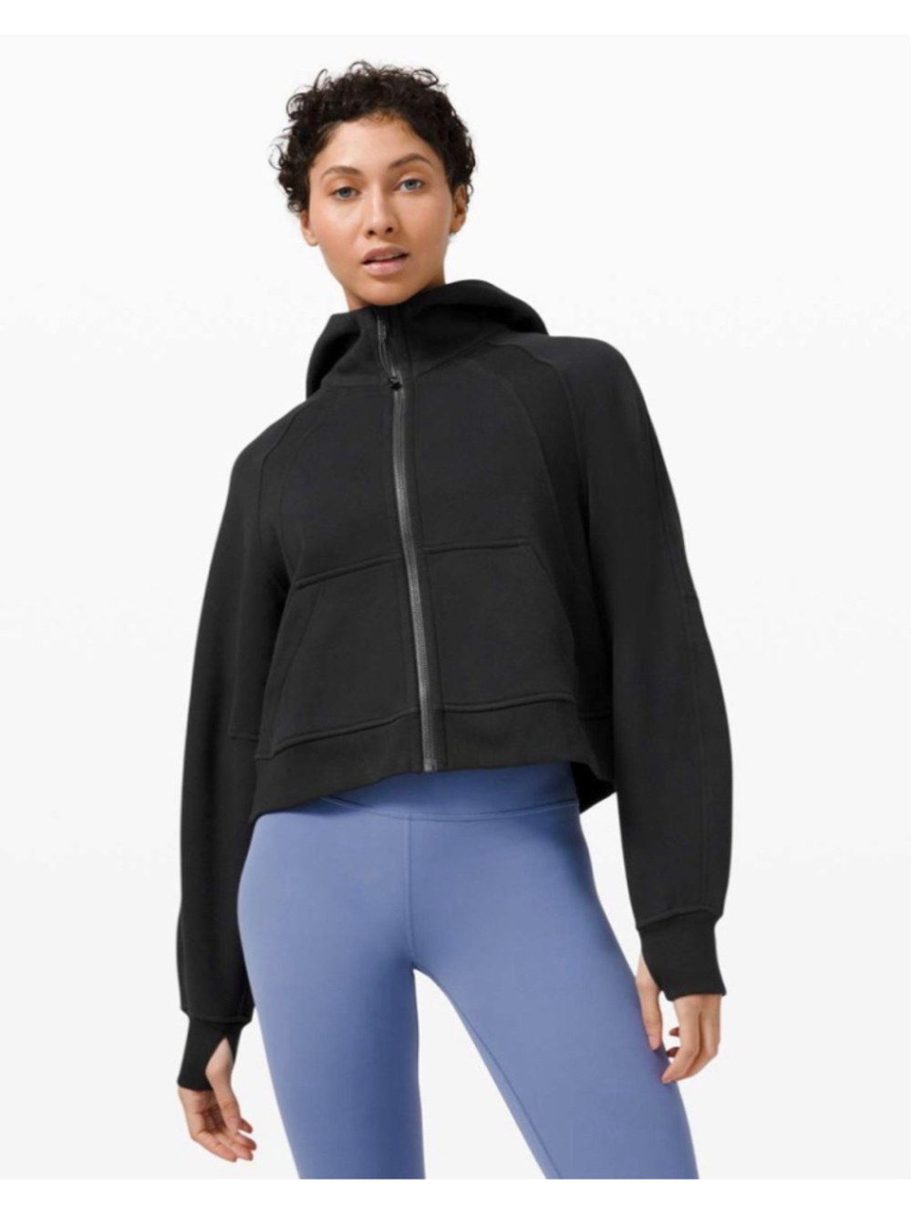 Lululemon Scuba Oversized Full Zip Hoodie M/L Black Cropped Sweatshirt